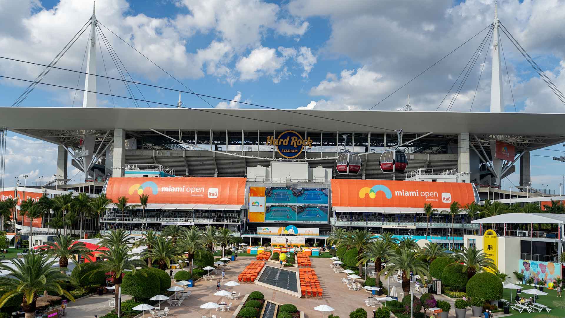 The Miami Open presented by Itau is held at Hard Rock Stadium, home of the NFL's Miami Dolphins.