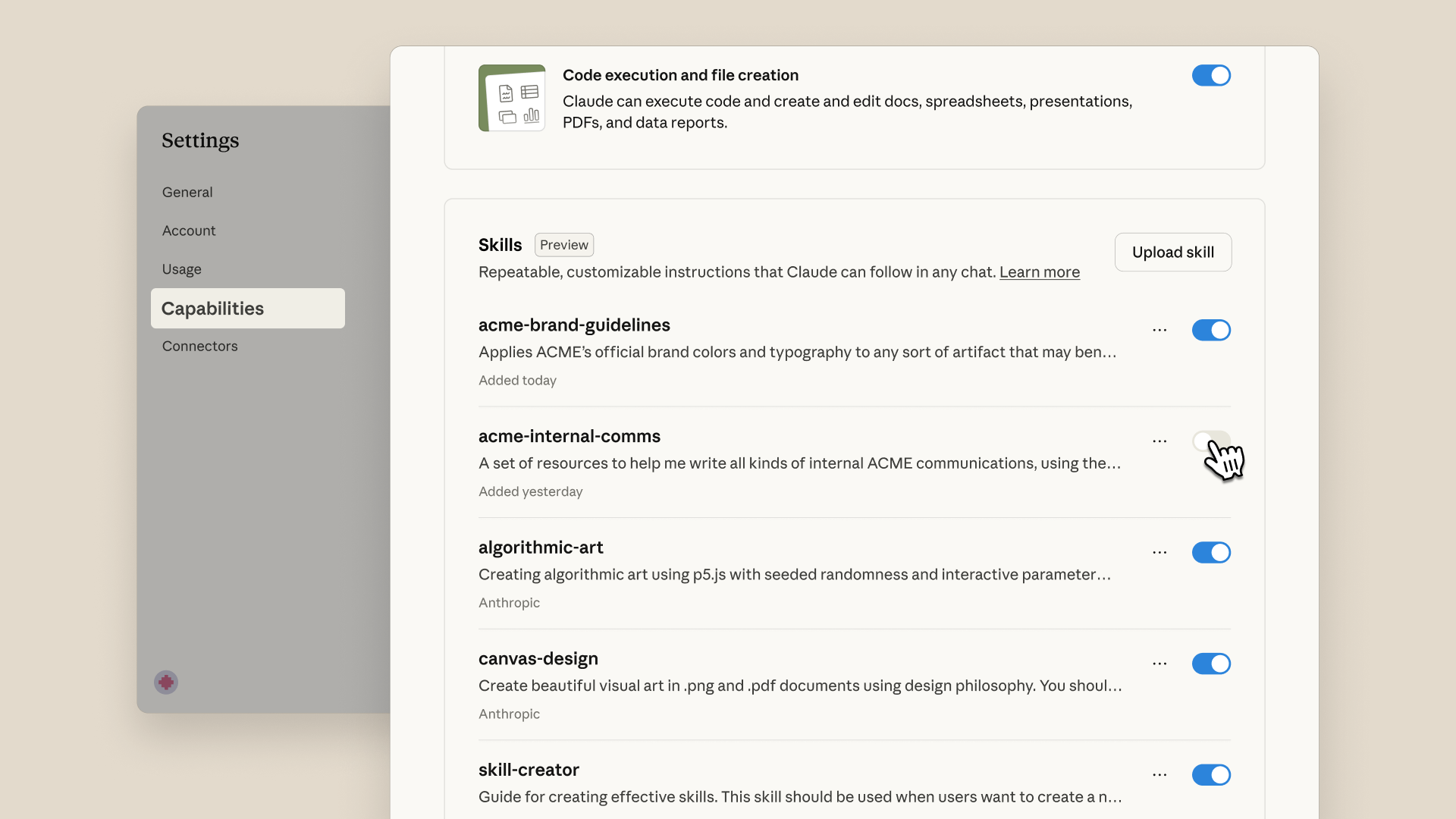 Claude Skills screenshot