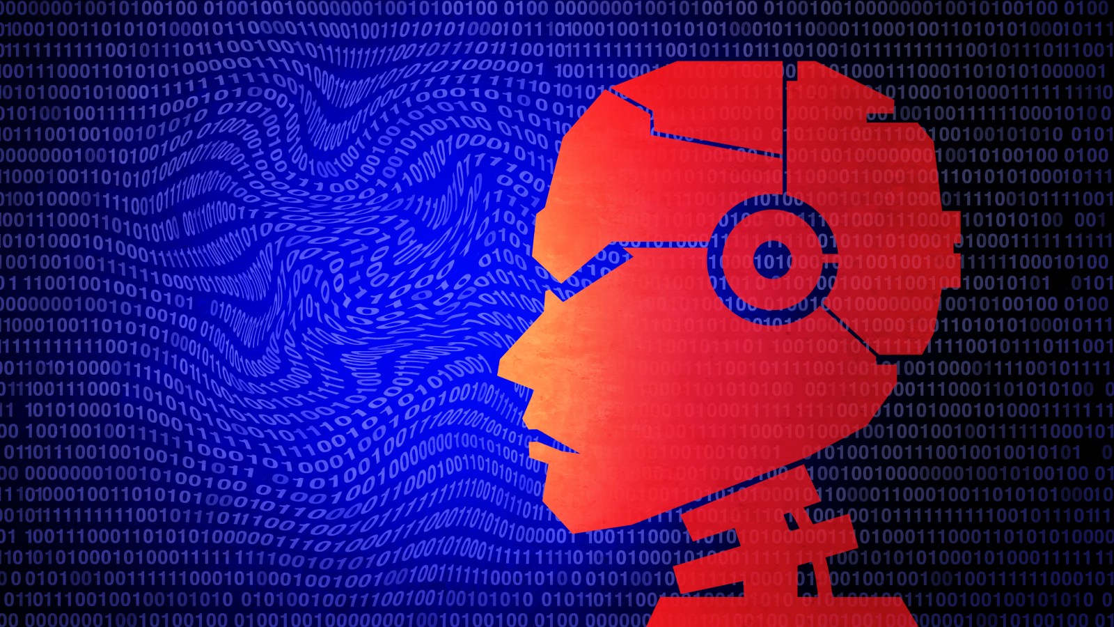 Evil robot/rogue AI concept.