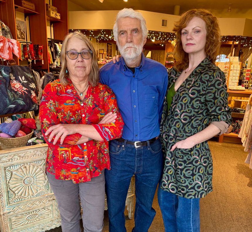 Left to right: Kim Osgood and Mike Roach, co-owners, and Traci Burnes, manager and buyer at Paloma Clothing in Portland, Oregon.