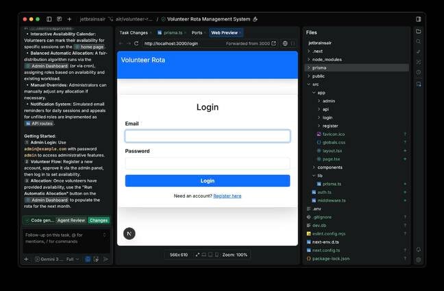 JetBrains Air building a web application