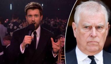 Crowd breaks in cheers at Andrew Mountbatten-Windsor joke