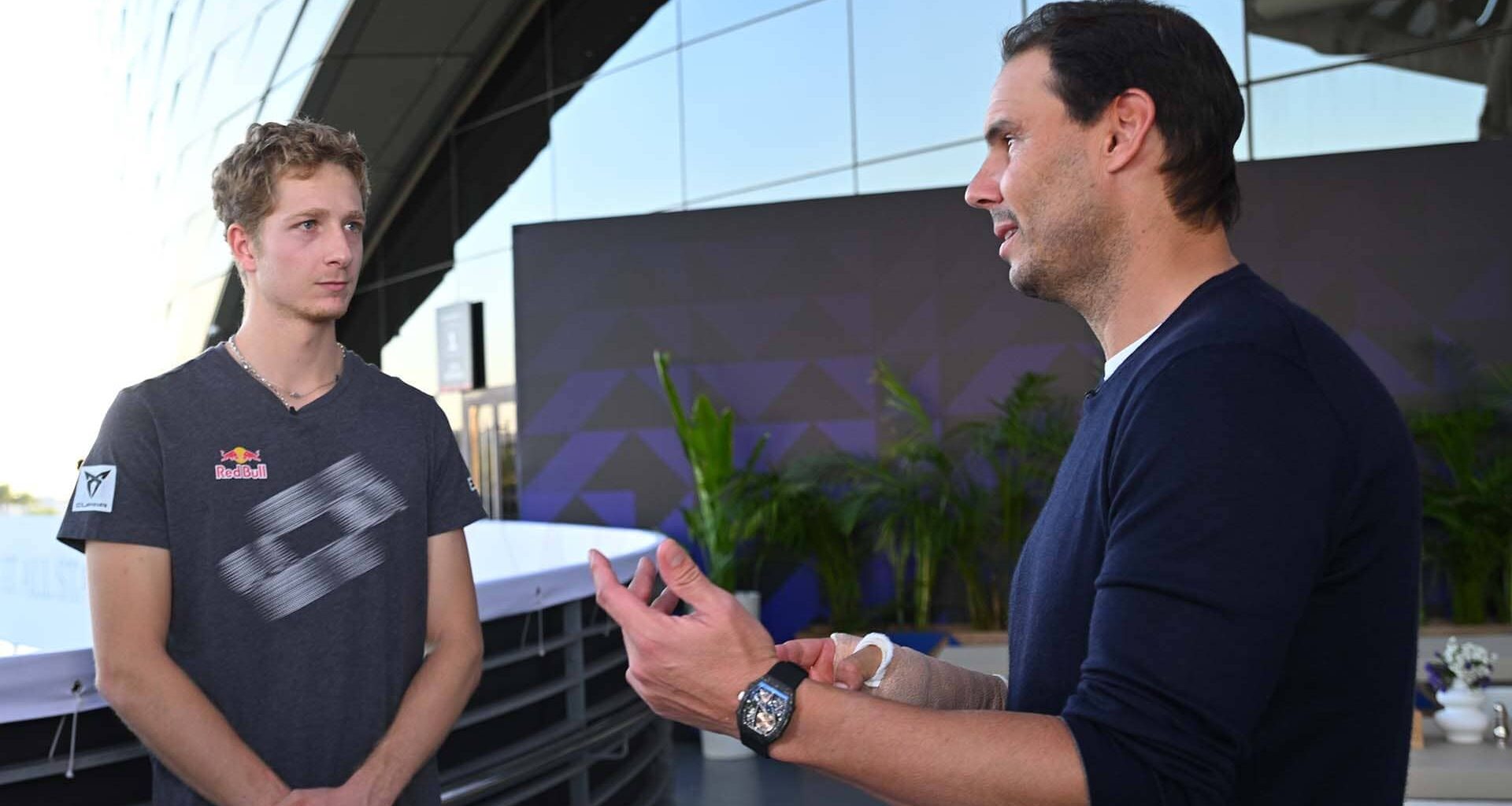 Martin Landaluce and Rafael Nadal at the 2025 Next Gen ATP Finals in Jeddah.