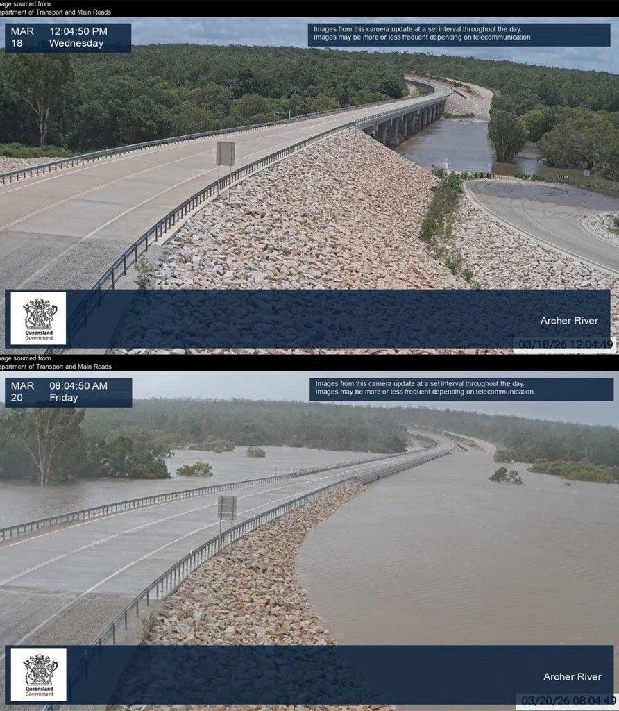 Traffic camera vision of ARcher river flooding