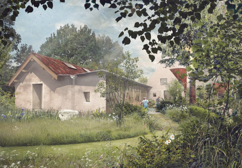 Render of a cancer care centre in Maidstone by Assemble