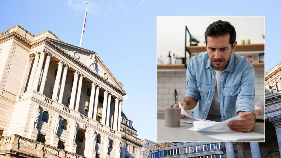 Man looking at letter and Bank of England
