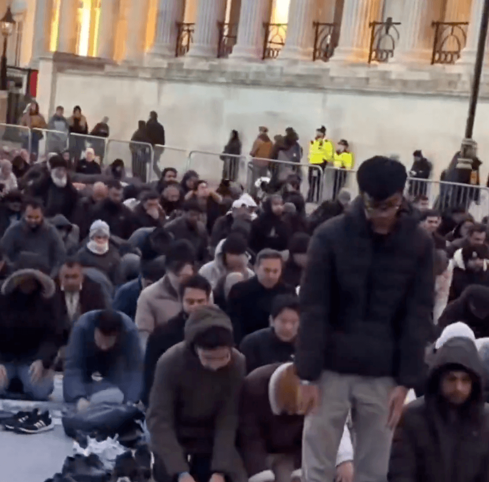 mass Muslim prayer Trafalgar Square