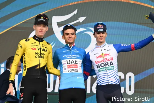 The final podium of Tirreno-Adriatico 2026