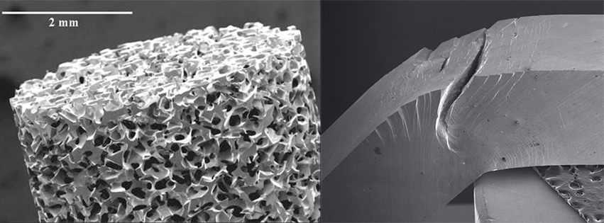 Electron microscope images of metallic glass.