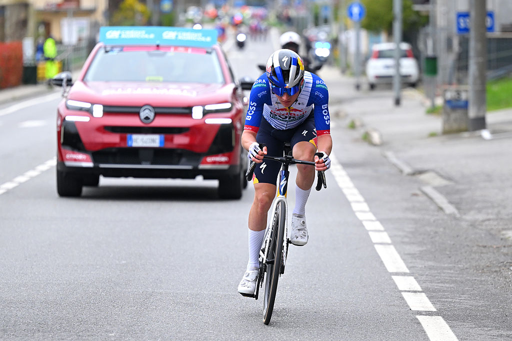 TURIN, ITALY - MARCH 18: Adrien Boichis of France and Team Red Bull - BORA - hansgrohe attacks during the 106th Milano-Torino 2026 a 174km one day race from Rho to Turin - Superga 670m / #UCIWT / on March 18, 2026 in Turin, Italy. (Photo by Tim de Waele/Getty Images)