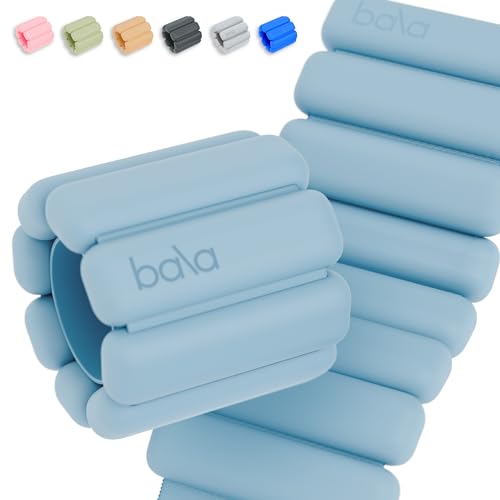 Bala Bangles Wrist &amp; Ankle Weights for Women &amp; Men - 1 Lb Adjustable Weighted Bands - Soft Silicone Arm &amp; Leg Weights for Pilates, Yoga, Walking, Barre, Home Workout &amp; Strength Training Exercise