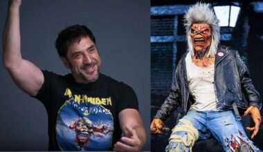Javier Bardem in an Iron Maiden shirt