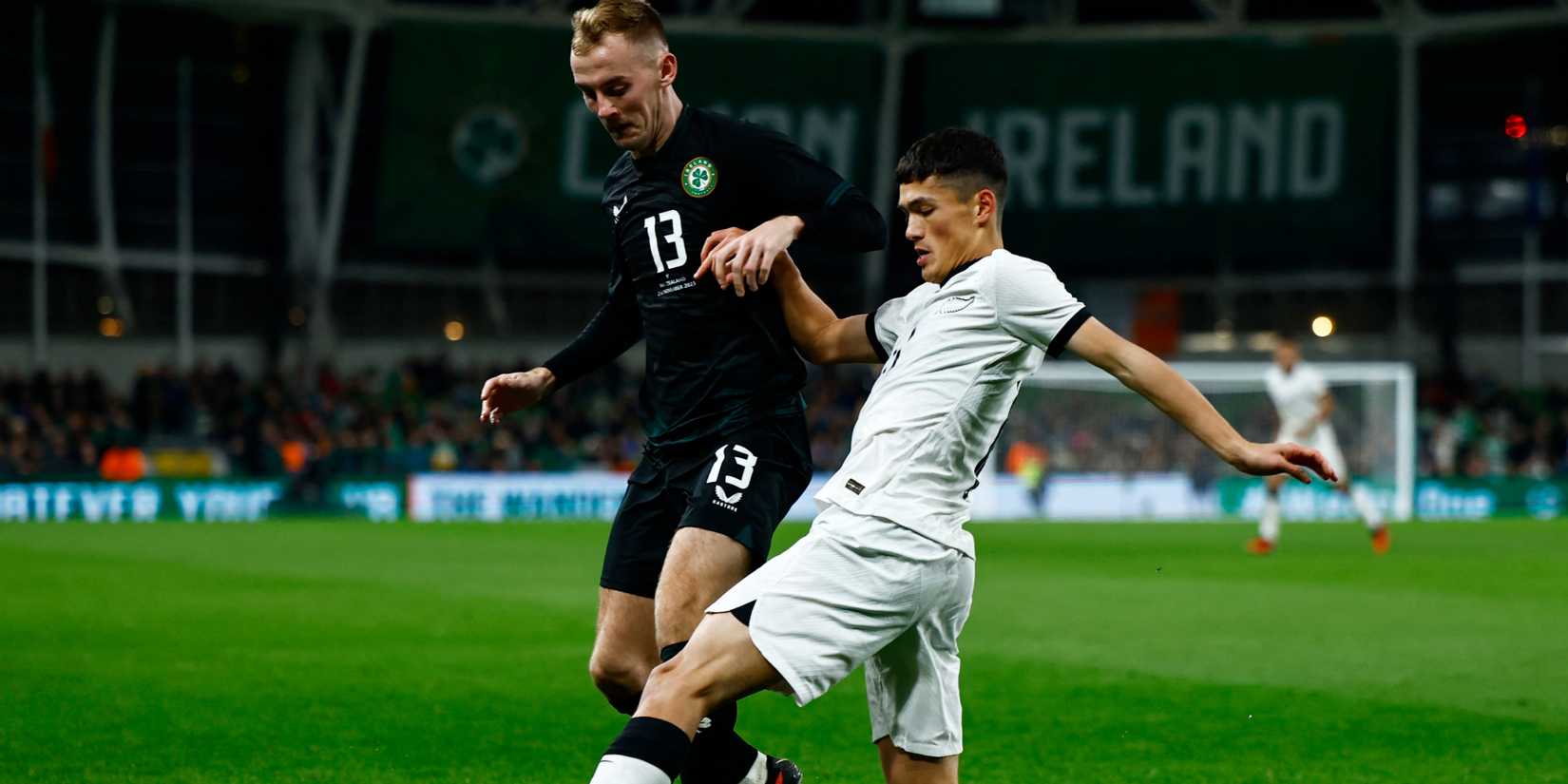 New Zealand winger Elijah Just attempts to win the ball