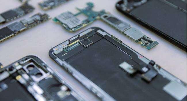 Phone taken apart.