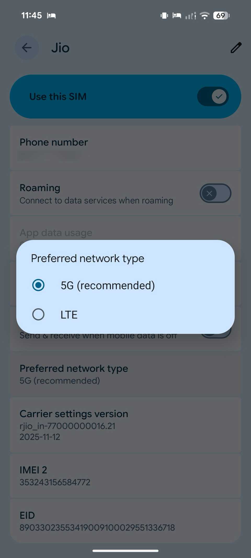 switch to LTE on Pixel