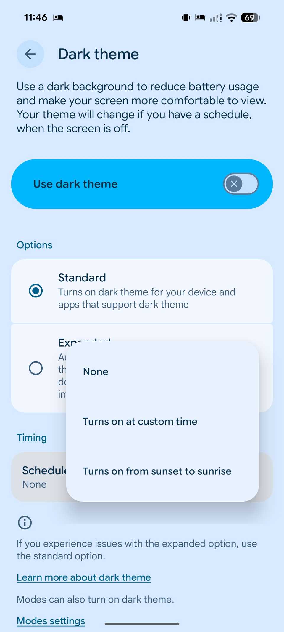 automate dark mode on Pixel