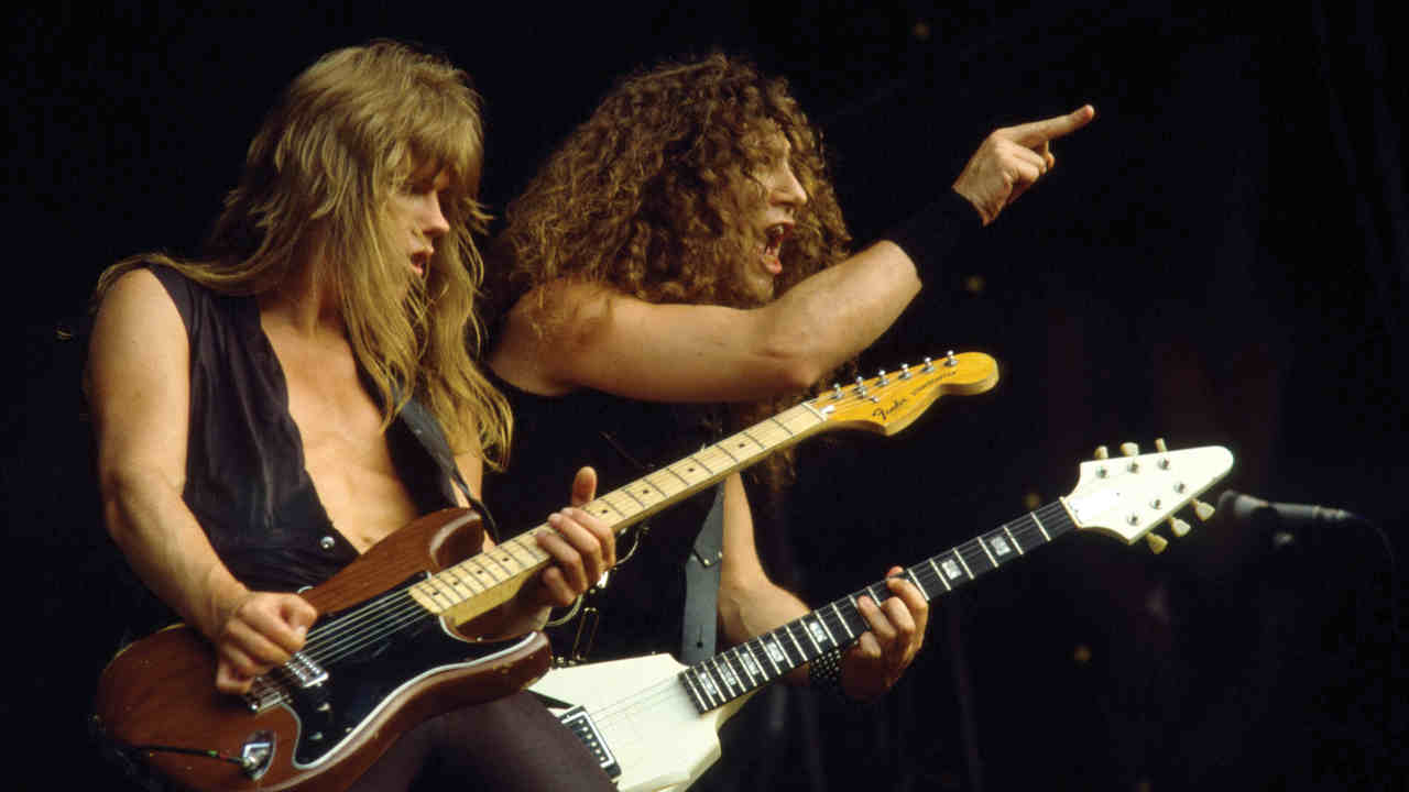 Anvil performing onstage in the early 1980s