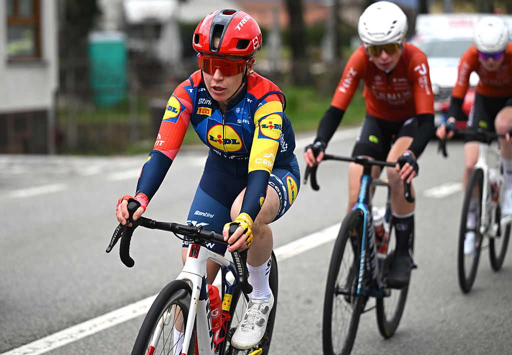 CITTIGLIO, ITALY - MARCH 15: Amanda Spratt of Australia and Team Lidl - Trek competes during the 27th Trofeo Alfredo Binda - Comune di Cittiglio 2026 a 152.7km one dat race from Luino to Cittiglio / #UCIWWT / on March 15, 2026 in Cittiglio, Italy.Luino, Italy. (Photo by Luc Claessen/Getty Images)