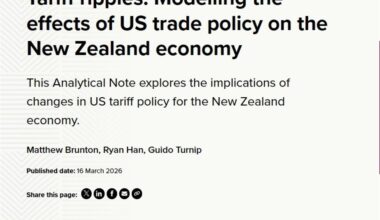 Reserve Bank of New Zealand (RBNZ) says U.S. tariffs may ease inflation short term