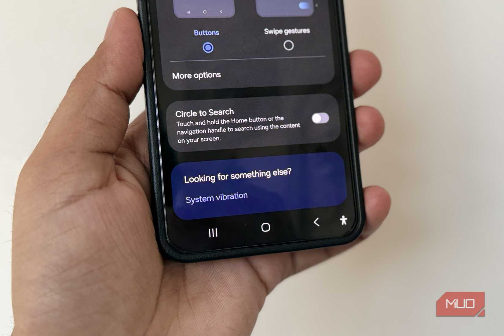 Samsung phone showing 3 button navigation