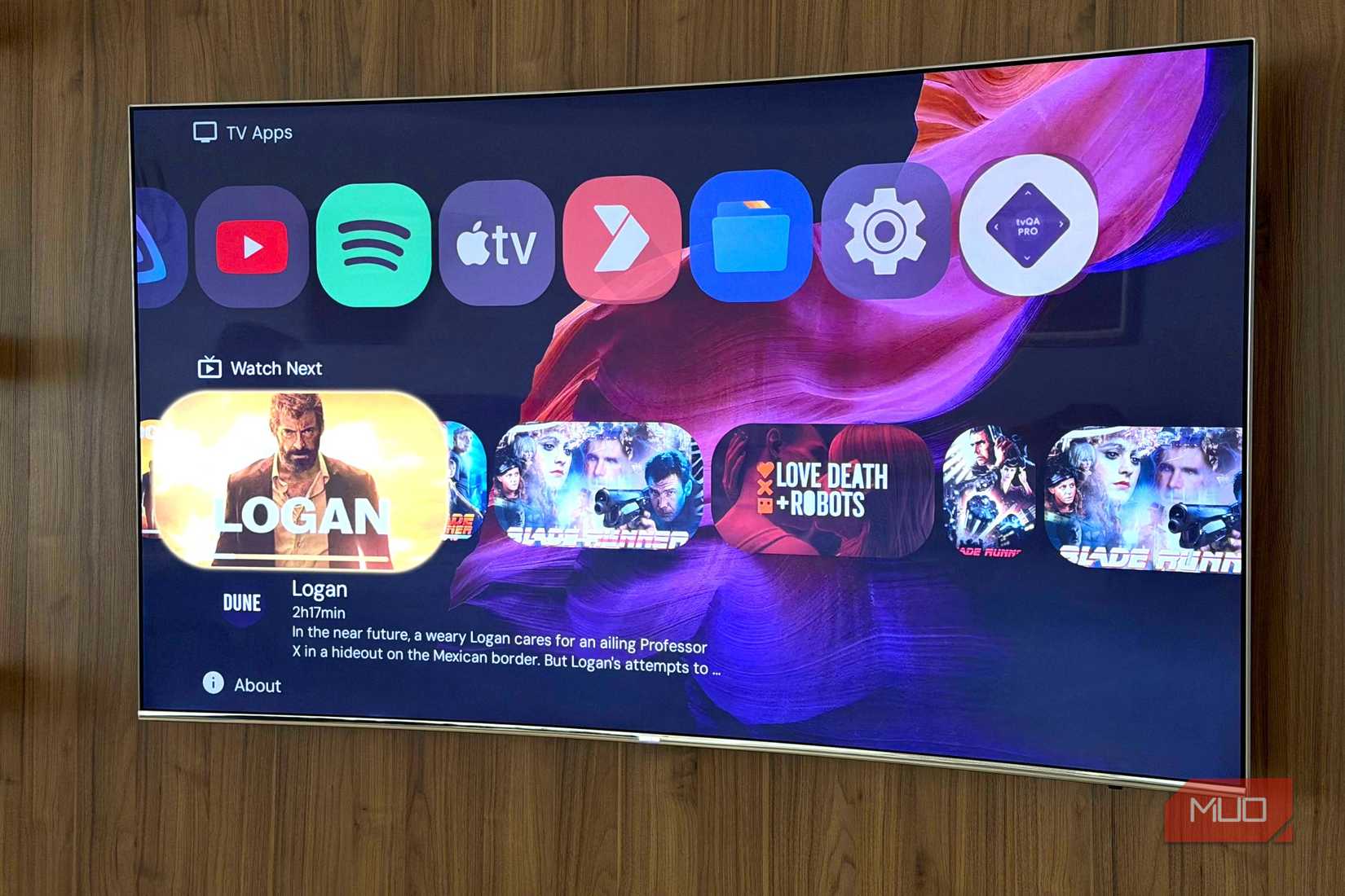 Samsung TV with Android TV showing the home page