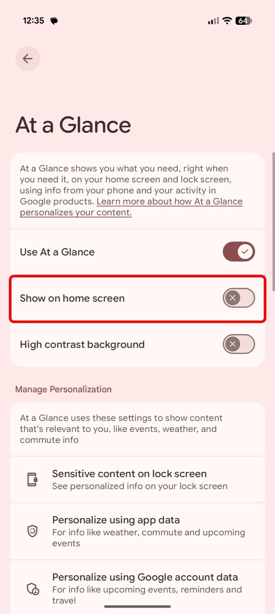 screenshot android 16 qpr3 at a glance show on home screen off
