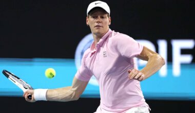 Jannik Sinner in action at the 2026 Miami Open presented by Itau.
