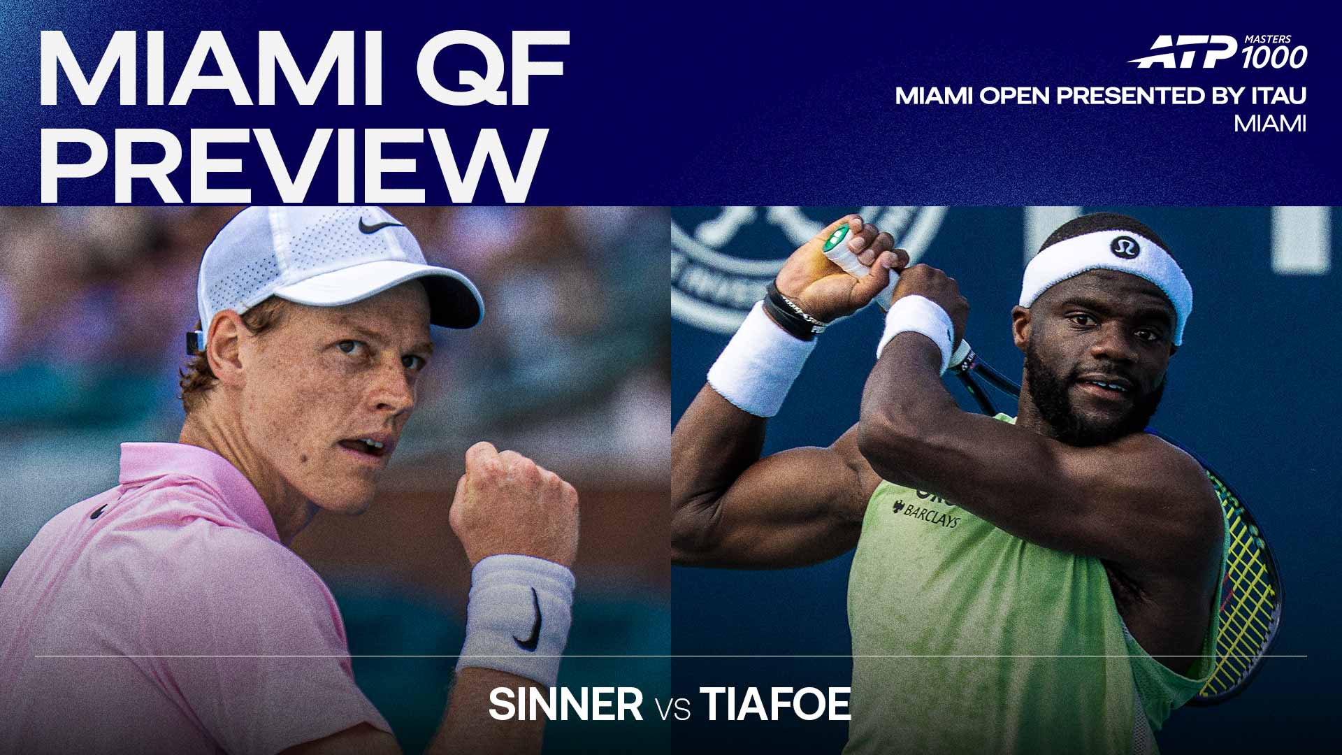 Jannik Sinner and Frances Tiafoe will meet on Thursday in Miami.