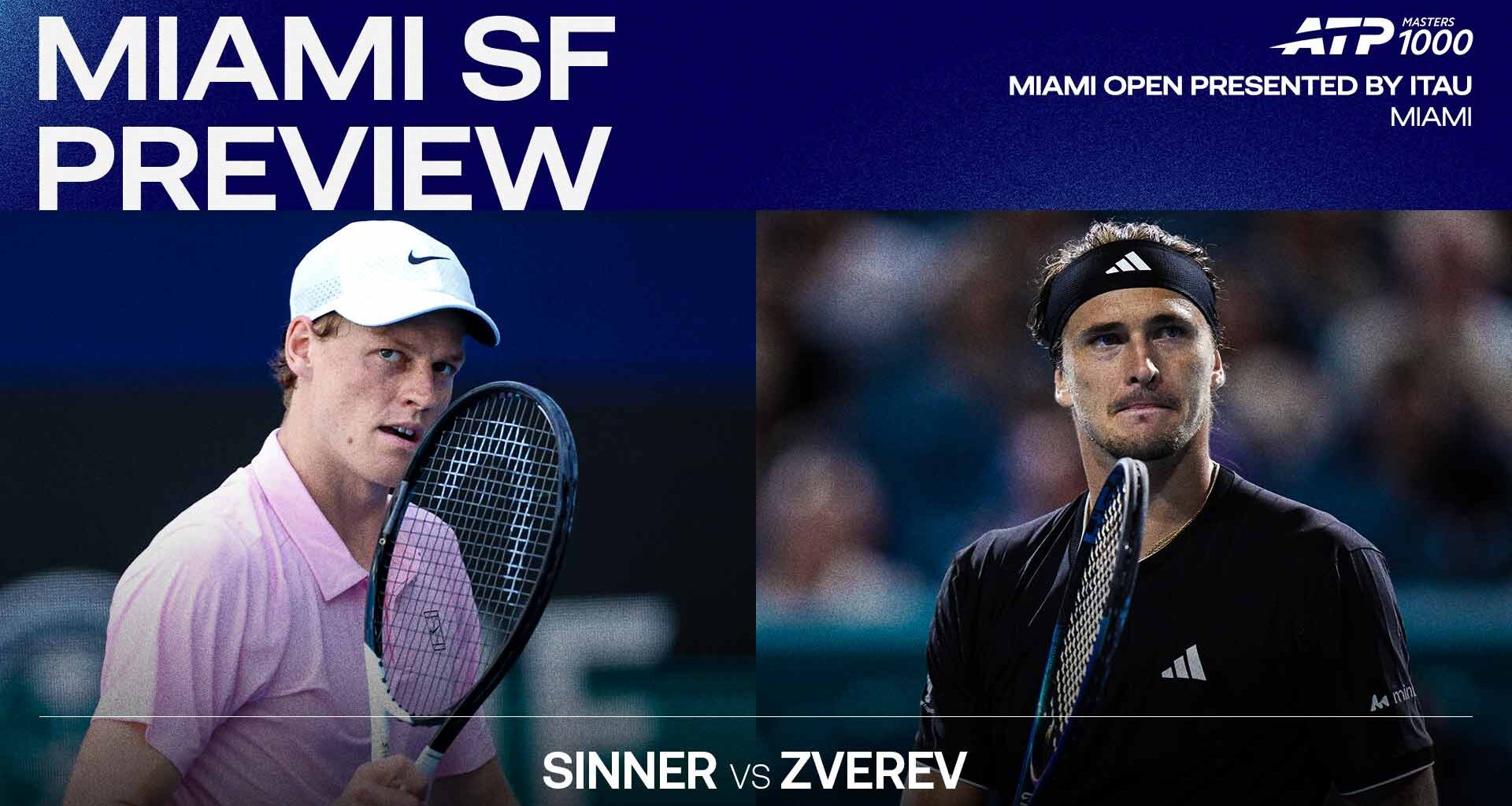 Jannik Sinner leads Alexander Zverev 7-4 in their Lexus ATP Head2Head series.