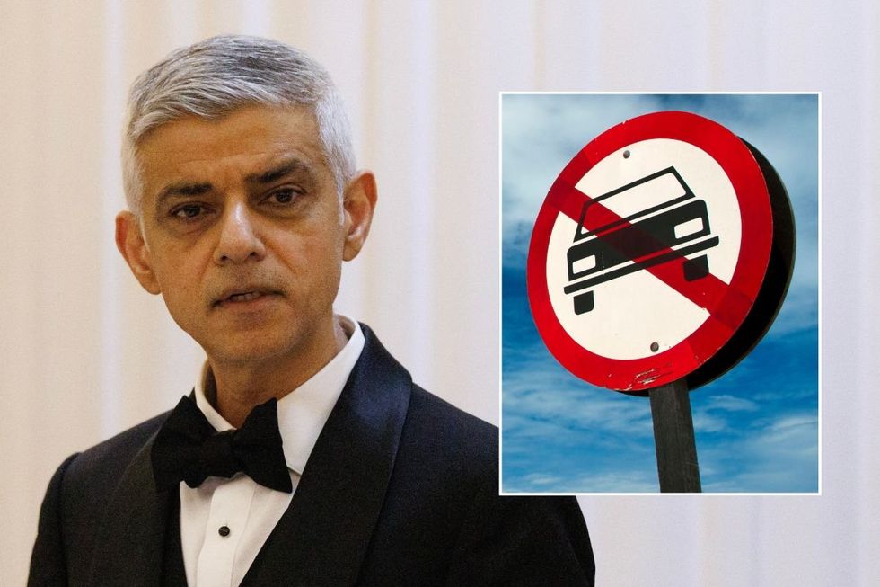 Sir Sadiq Khan and a car ban sign
