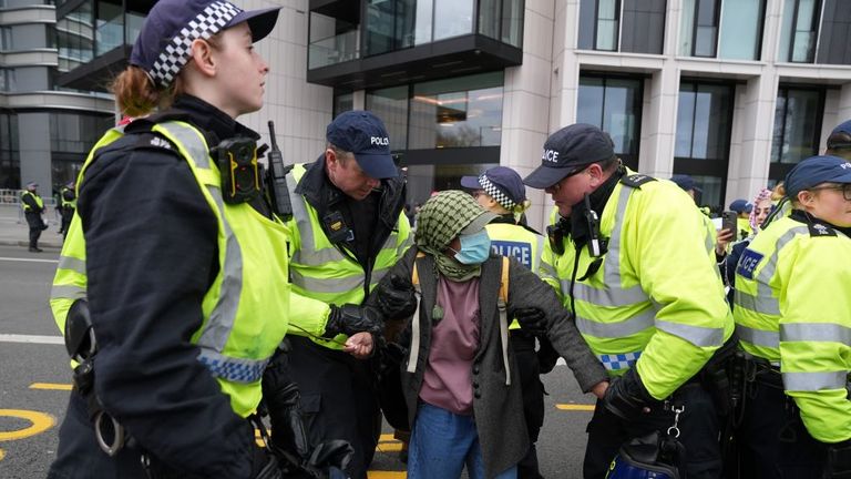 A person is detained. Pic: PA 