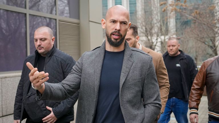 Andrew Tate in Bucharest in 2024 Pic: AP Photo/Vadim Ghirda