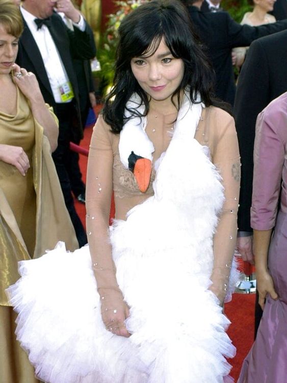 Could their have been anything more unexpected than Bjork's 2001 swan dress by Marjan Pejoski? It's remained in the pubic imagination for over a quarter of a decade and even has its own Wikipedia page. Pic: AP