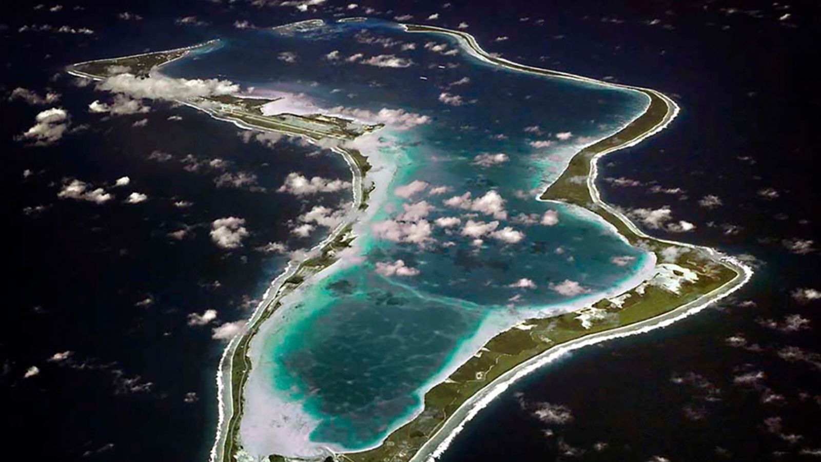 The island of Diego Garcia, home of a UK-US military base. Pic: US Navy/AP