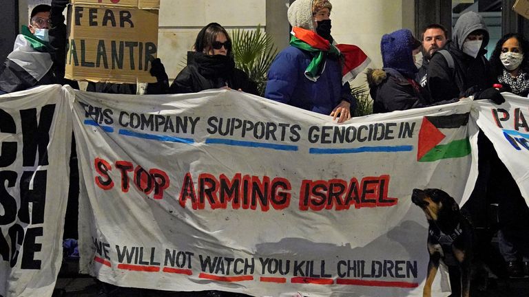 Health workers protesting outside the London headquarters of Palantir in 2023. File pic: PA