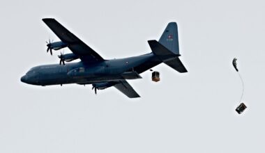 The plane was a Lockheed Martin C-130 Hercules, which is used by militaries across the world. It is pictured here being used by the Danish military during a 2010 exercise. Pic: AP