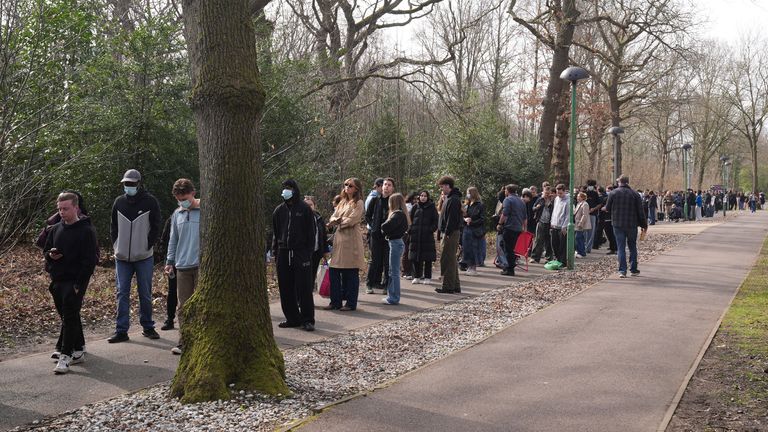 Students queuing to receive vaccines and antibiotics at the University of Kent last week. Pic: PA