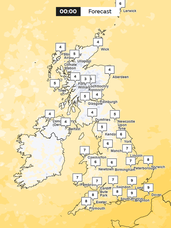 UK temperature forecast for Wednesday. Pic: Met Office