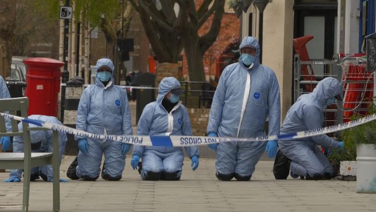 Forensic teams searching for evidence