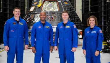 Artemis II crew Jeremy Hansen, Victor Glover, Reid Wiseman and Christina Koch. Pic: NASA