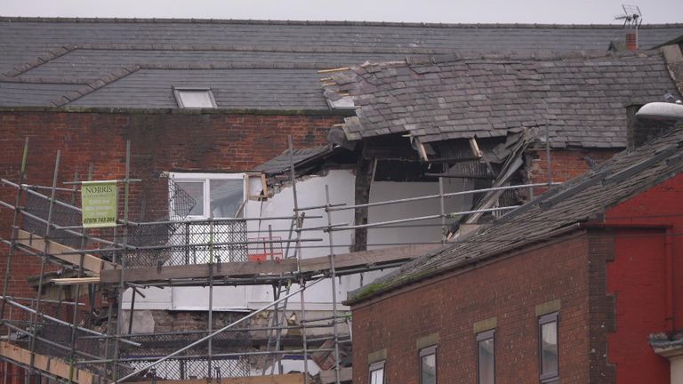 Remaining parts of the roof can be seen here unsupported