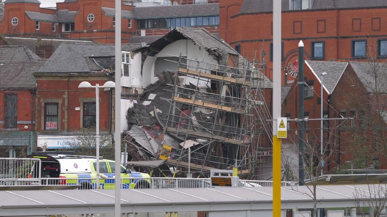 The building was covered in scaffolding