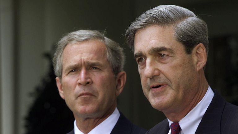 President Bush in 2001 nominating Robert Mueller to head the FBI. File pic: AP