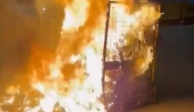 A blaze caused by a self-igniting parcel. Pic: @Eurojust