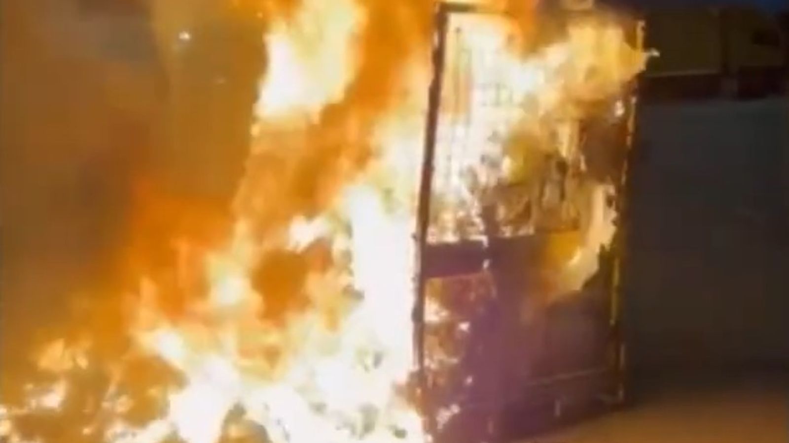 A blaze caused by a self-igniting parcel. Pic: @Eurojust