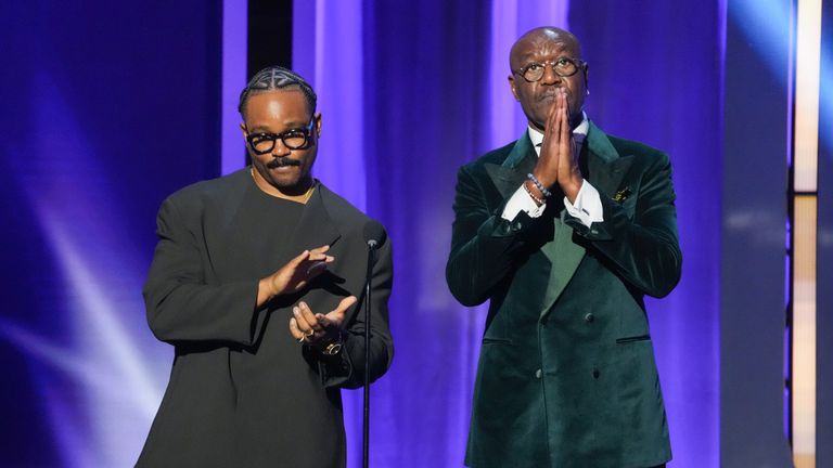 Ryan Coogler, left, and Delroy Lindo at the NAACP Image Awards at the weekend. Pic: AP/ Chris Pizzello