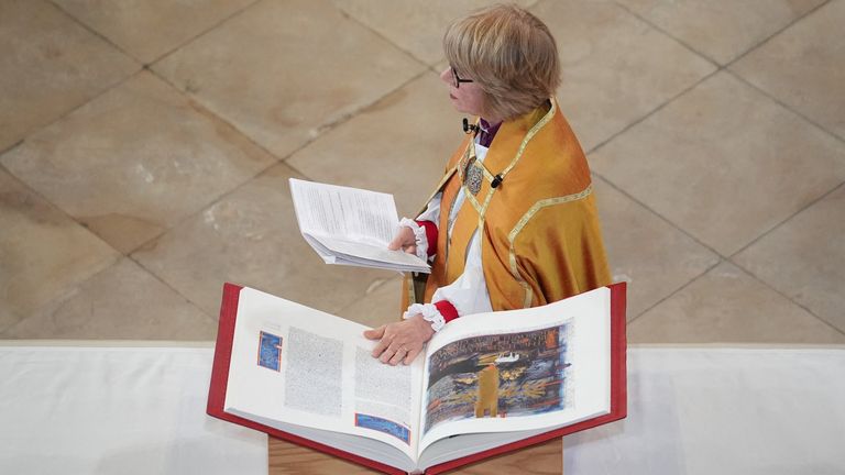 The St John's Bible was used by the new archbishop for her Corporal Oath. Pic: Reuters