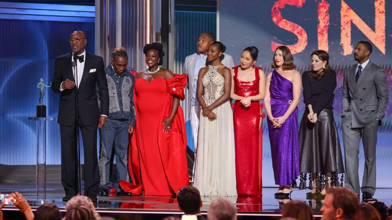 The Sinners cast on stage. Pic: RichPolk/Shutterstock/Netflix