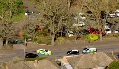 Police at the scene at Thorpe St Andrew School, near Norwich