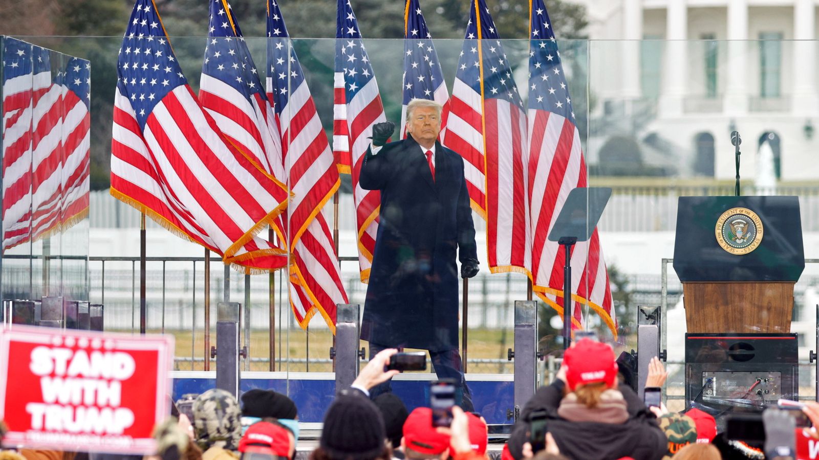Donald Trump during a rally to contest the certification of the 2020 US presidential election on January 6 2021. File pic: Reuters